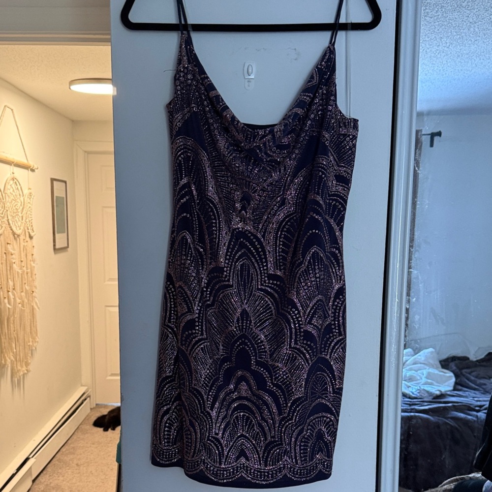 Jump Navy and Pink Patterned Mini Dress